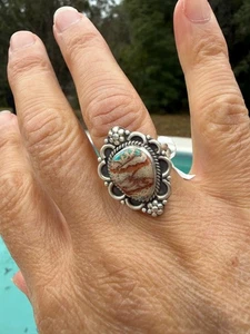 Kunsthandwerker Meer Sediment Jaspis Sterlingsilber Southwestern Statement Ring 6,25 neu mit Etikett - Bild 1 von 8