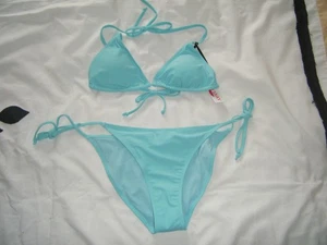 John Lewis Anyday Bikini Set Aqua Blue Size 8 Top & Size 10 Bottoms NEW - Picture 1 of 4