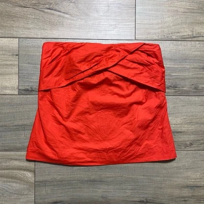 J. Top CREW para mujer sin tirantes frente cruzado talla 4 popelina roja Foto 1 de 4