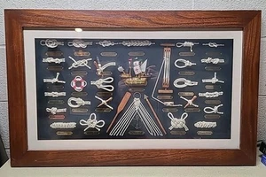 Vtg Large Sailor's Nautical Knots Sailing Ship Display Shadow Box 31”x19.5” - Picture 1 of 9