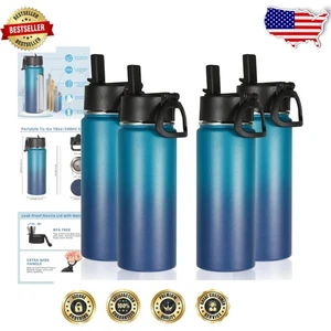 Durable 18oz Insulated Water Bottles with Straw Lid - Perfect for Kids & Sports - Picture 1 of 10