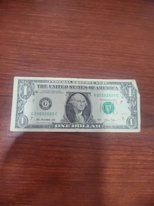 2013 One Dollar Bill $1 FRN Note FANCY SERIAL NUMBER G25502020C - Picture 1 of 17