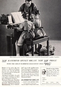 1962 Hammond Spinet Organ: Control Tabs Pedals Speakers Vintage Print Ad - Picture 1 of 1
