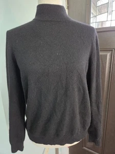 Charter Club 2-ply cashmere Pullover Sweater Sz L Mock Neck 2ply Cashmere Black - Picture 1 of 8