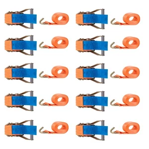 10pcs  5t*6m*50mm Ratchet Strap Tie Down W/ J Hook Lashing Strap 5000kg - Imagen 1 de 19