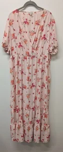 3X Inspired Hearts Floral Dress Pink Wrap Top Tiered Maxi Bohemian Fairy Cottage - Picture 1 of 8