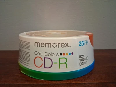 25-Pak Memorex COOL COLORS (purple, black, red, orange & blue) 52X 80-Min CD-R's - Image 1 of 4