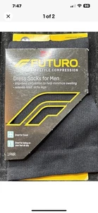 NEW!! Futuro Dress Socks For Men - Firm, Size MEDIUM Black Compression - Picture 1 of 3