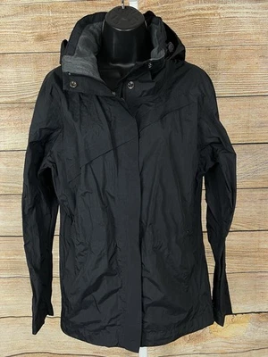 Chaqueta de lluvia Columbia Omni Tech para mujer talla grande cremallera completa capucha impermeable negra Foto 1 de 4