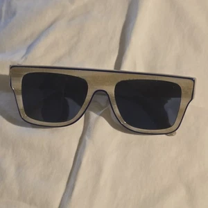 Tory Burch Womens Square Sunglasses Beige Blue Accent Tint With Case - Bild 1 von 9