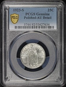 1923-S Standing Liberty Quarter PCGS AU Details poliert - geringe Auflage! - Bild 1 von 2
