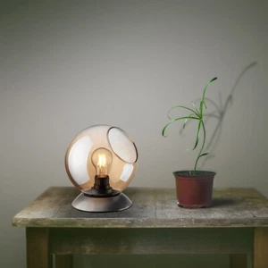 Vidrio Lámpara de Mesa T177 Ámbar Vidrio Níquel Mate Interruptor de Cordón - Imagen 1 de 2