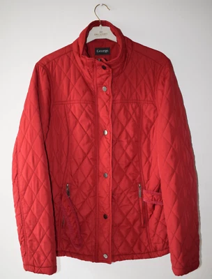George Women's Red Quilted Jacket, Mid-Season, Casual Style, Size L-XL - Imagem 1 de 4