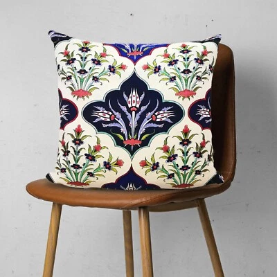 Ottoman Tulip Decor Pillow Top, Authentic Gobelin Tapestry Porch Pillow Top - Image 1 of 4