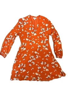 On 34th Women’s Long Sleeve Red Lined Flowered Mini Dress Sz 12 - Picture 1 of 8
