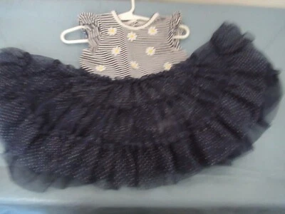 P4) Girls Little Me 12 Months Snap Back Dress Double layer skirt Flower accent - Image 1 of 4