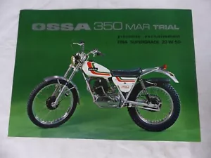 Prospectus Catalogue Brochure Moto : OSSA 350 MAR trial de 1975 - Photo 1/2