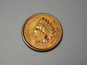 OLD US COINS 1891 INDIAN HEAD CENT PENNY - Picture 1 of 7