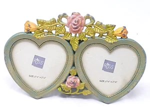 Russ Berrie Pewter Tween Frame "White Lace & Promises" Hand Painted 5"x3.5" - Picture 1 of 4
