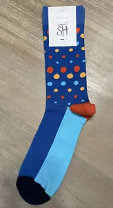 New Happy Socks HP Blue & Orange Polka Dot Combed Cotton Crew Socks – Size 8-12 - Picture 1 of 2