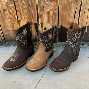 Women's Western Rodeo Square Toe Cowgirl Boots Leather Botas Mujer FREE SHIPPING - Picture 1 of 14