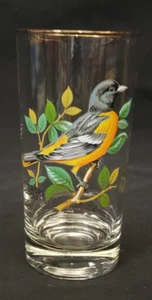 Vtg WV Glass Co. American Song Bird Gold Rimmed Collins Glass Baltimore Oriole - Picture 1 of 6