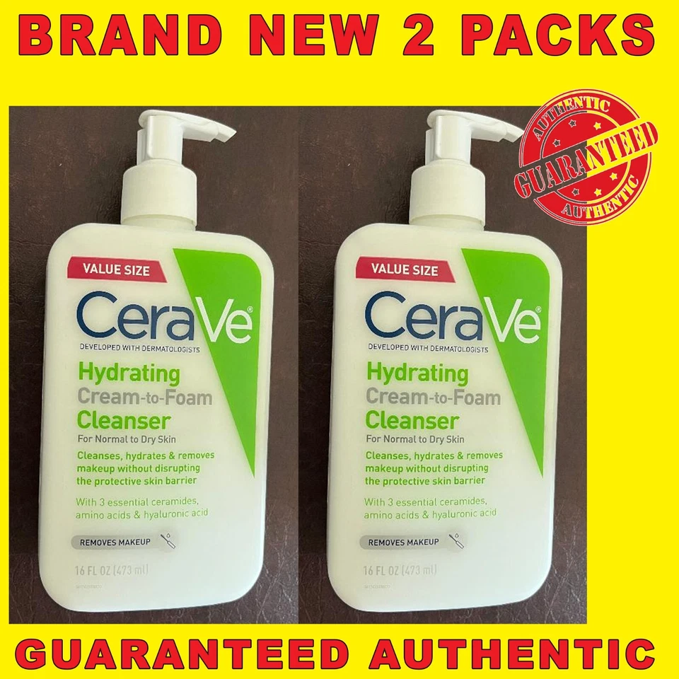 CeraVe Hydrating Cream-to-Foam Face Wash with Hyaluronic Acid 16 oz 2PKS - Image 1 of 1