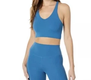 SPLITS 59 Womens Blue Built-in Shelf Bra Active Wear Crop Top XS,NEW…. - Picture 1 of 3