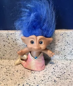 Vintage Troll Blue Jewel,Hair,Eyes w/Mermaid Tail outfit,Ace Novelty - Picture 1 of 9