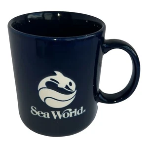 Vintage Sea World Shamu Killer Whale Dark Blue Coffee Tea Mug Cup Florida - Picture 1 of 6