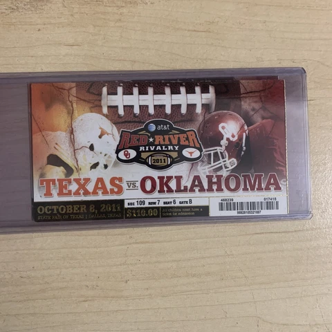 2011 Oklahoma Sooners Texas Longhorns Football Ticket Stub Cotton Bowl Dallas OU Cover
