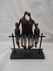 Libra Interiors Duxford Bench Family of 4 Sculpture, H31cm, Antique Bronze - Picture 1 of 7