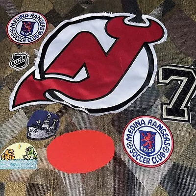 Lot of 8 Vintage Patches New Jersey Devils NHL Medina Ohio Soccer Patch Work NJ - Image 1 of 4
