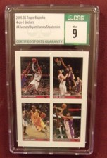 IVERSON  KOBE LEBRON STOUDEMIRE 2005/06 BAZOOKA 4 ON 1 STICKER #4 MINT CSG 9
