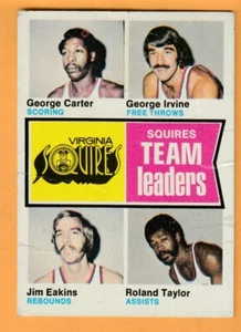 George Carter Irvine Jim Eakins Virginia Squires 1974-75 Topps #230 arrugado - Imagen 1 de 2