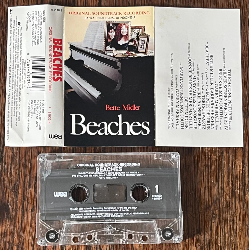BEACHES Soundtrack AUDIO CASSETTE TAPE 1988 WEA Indonesia - BETTE MIDLER - Image 1 of 4