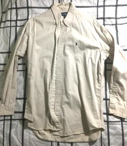 Vintage Ralph Lauren Custom Fit Button Down Long Sleeve Beige Size L 100% Cotton - Picture 1 of 3