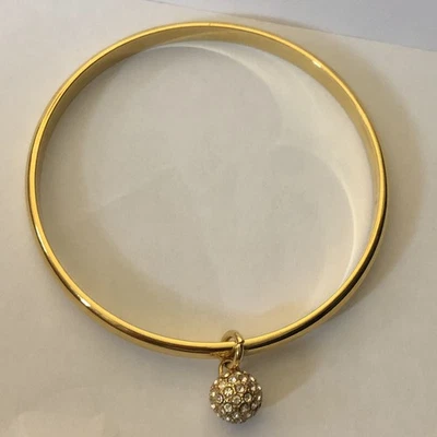 "Brazalete de oro Coach con diamantes de imitación cubierto bola encanto nunca usado 8""" Foto 1 de 4
