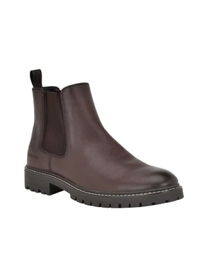 CALVIN KLEIN Mens Brown Back Pull-Tab Letrel Almond Block Heel Chelsea Boot 10 - Image 1 of 4