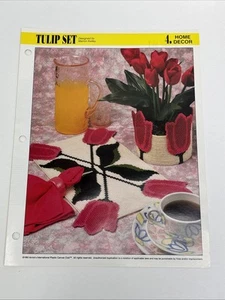Tulip Set Place Mat Plant Pot Cover Annie's Attic Plastic Canvas Pattern Page - Picture 1 of 4