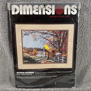 NEW Dimensions Stamped Cross Stitch Kit October Morning #3085 Vintage 1988 - Picture 1 of 5
