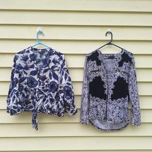 Lot of 2 INC International Concept Top Women XL Tie Front Witchy Grunge Festival - Picture 1 of 17