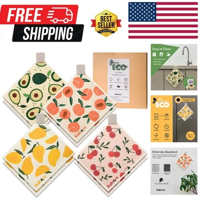 Eco-Friendly 8-Pack Swedish Dishcloths with Clips - Perfect for Every Kitchen - Image 1 of 4