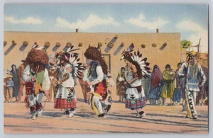 Postal Pueblo Indians Buffalo Dance lino sin publicar (1930-1945) - Imagen 1 de 2