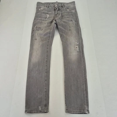 DSQUARED2 Jeans 46 W30 L30 Grey Men Skinny Distressed Cotton Blend Tapered Style - Image 1 of 4