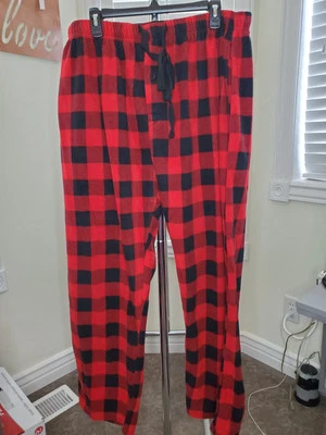 Pantalón pijama de salón de vellón a cuadros búfalo rojo negro 3XL para hombre Navidad Foto 1 de 2