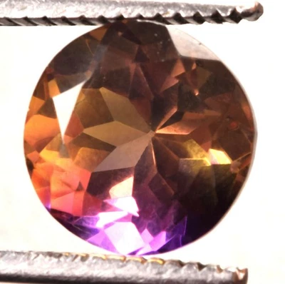 9,55 cts. Pedra preciosa natural bicolor Bolívia forma redonda ametrina certificada - Imagem 1 de 4