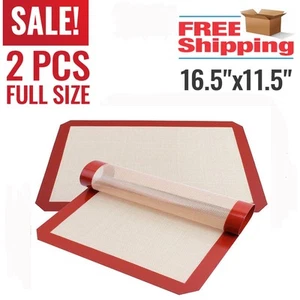 2 Pack Silicone Baking Mat Bakeware Oven Non Stick Cookie Tray Heat Resistant - Picture 1 of 11