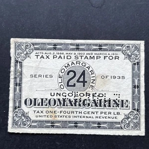 56498 US Tax Paid Stamp Uncolored Oleomargarine 24Ps series 1935 UNHNG SP* - Picture 1 of 2
