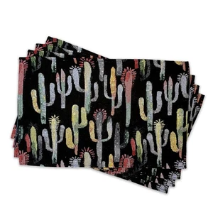 Watercolor Cactus Placemats (Set of 4) (13" x 19") Mid Century Woven Placemat... - Bild 1 von 4